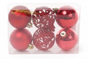 Набор елочных шаров Bon Ажур, 6 см, цвет - красный, 6шт 147-492
