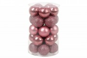 Набір ялинкових кульок Bon 3см, колір - рожевий оксамит, 25шт 147-738
