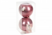 Набір ялинкових кульок Bon 10см, колір - рожевий оксамит, 2 шт: перламутр 147-749