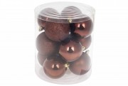 Набір ялинкових кульок Bon 8см, колір - темний шоколад, 12шт 147-524