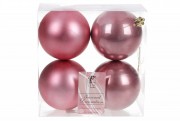 Набір ялинкових кульок Bon 8см, колір - рожевий оксамит, 4шт 147-745