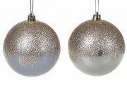Набор ёлочных шаров 2 шт 8см, цвет серый с глиттером,  матовый и перламутр 898-101