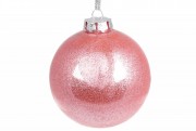 Ялинковий шар Bon 8см, колір - рожевий з гліттером всередині 898-225