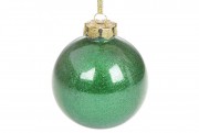 Ялинкова куля Bon 8см, колір - зелений з глітером всередині 898-227