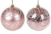 Набор ёлочных шаров 2 шт Bon 8см, цвет - розовый матовый и глянец, 2 вида 898-109
