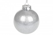 Елочный шар Bon 10см, цвет - серебро с глиттером внутри 898-220