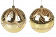 Набор ёлочных шаров 2 шт Bon 10см, цвет- золото глянец с узором, 2 вида 898-147