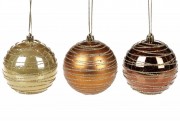 Набор ёлочных шаров 3 шт Bon 8см коричневый глянец, матовая охра, золото-перламутр  898-102
