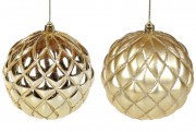 Набор ёлочных шаров 2 шт с рельефом  Bon 10см цвет - золото, 2 вида - матовый и глянец 898-128