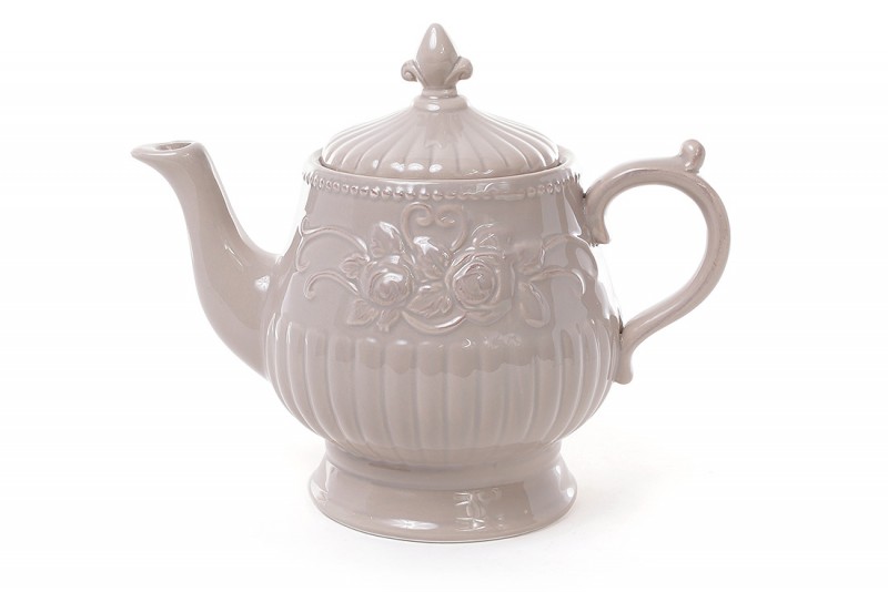 Чайник керамический Bon Розы 545-158, 1.3л, цвет бежевый