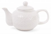 Чайник с рельефным орнаментом Bon Сердца 593-229, 1000мл, цвет - белый крем