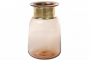 Скляна ваза Bon 591-202, 20см, колір - янтарне скло з міддю
