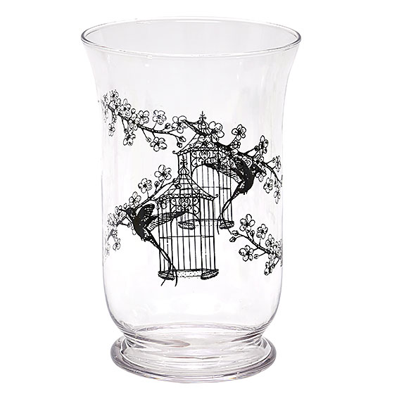 Стеклянная ваза/подсвечник Bon 527-G14 с черным рисунком 20см