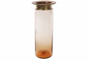 Стеклянная ваза Bon 591-204, 34см, цвет - янтарное стекло с медью