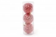 Набір ялинкових кульок Bon (3 шт) 8 см, рожевий перламутр 105-030