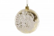 Елочный шар Bon 10см с рельефом Шишки, цвет - белый с золотом 182-835