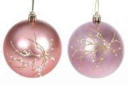 Набор ёлочных шаров 2 шт Bon 8см  в дисплей-коробке: розовый матовый и лавандовый глаянец 898-178