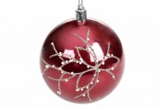 Елочный шар Bon 8см, рельефный, цвет- бордо глянец с серебряными ромбами 898-175