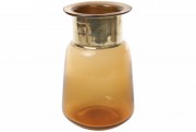 Стеклянная ваза Bon 591-203, 27см, цвет - янтарное стекло с медью