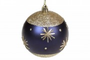 Елочный шар Bon 8см, цвет - синий матовый с золотом 898-159