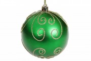 Ёлочный шар Bon 8см, цвет - лесной зеленый матовый с золотым узором 898-173