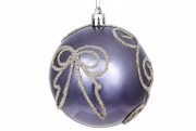 Ялинкова куля Bon 8см, колір - королівський синій глянець із срібним візерунком Бант 898-209