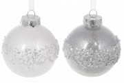 Набор ёлочных шаров 2 шт с декором из бисера Bon 8см, 2 вида, цвет - серебро 787-230