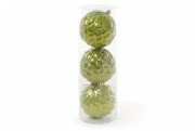 Набір ялинкових кульок Bon (3 шт) 8 см, світло-зелений перламутр 105-090