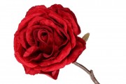Набір декоративних квіток Оксамитової троянди Bon 709-418 на короткій ніжці, 33см, колір - червоний,