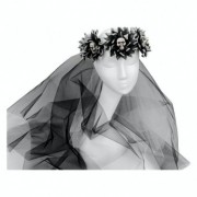 Венок Невеста с черепами с фатой Halloween 18-1024BLK-WT