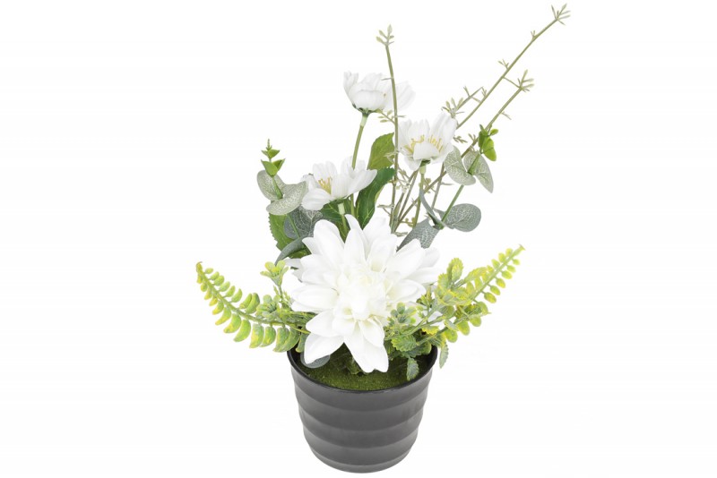 Набір декоративних квітів у горщику Bon DY7-320, 24см, колір - білий, 12 шт.