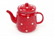 Чайник керамический Bon 1.35л Звезды с эффектом состаренности, цвет - красный 795-305
