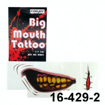 Тату для обличчя Big mouth Tattoo Halloween 16-429-2