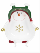 Пиала керамическая Bon фигурная Озорной снеговик, 500 мл, зелёная шапка
