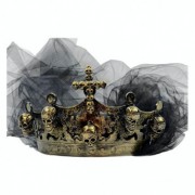 Корона Королева Муерте з фатою Halloween 19-933BLK-GL