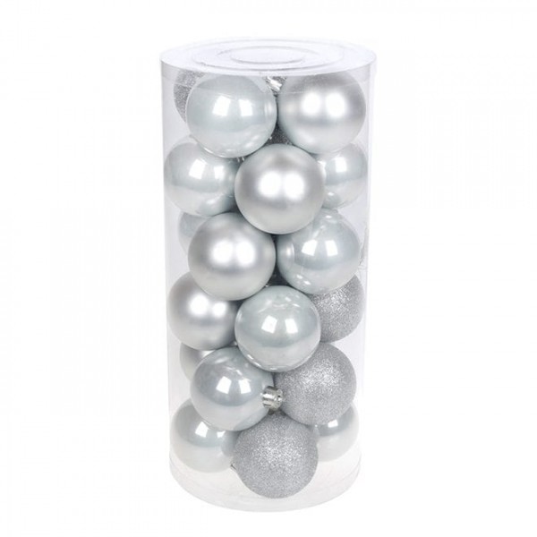 Набор пластиковых новогодних шаров 24 шт. D-6 см. Флора 12036