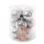Набір пластикових новорічних кульок 12 шт. D-8 см. Флора 12035