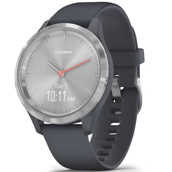 Garmin Vivomove 3s Silver Stainless Steel Bezel w. Granite Blue and Silicone B. (010-02238-00)