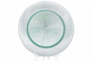Сервировочная тарелка стеклянная Bon 587-020, цвет - зеленый с серебром, 33см