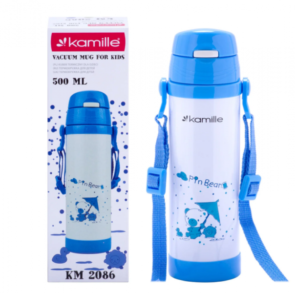 Термопляшка дитяча Kamille Синій 550мл із нержавіючої сталі KM-2086