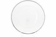 Сервировочная тарелка стеклянная Bon 587-042, цвет - прозрачный с серебряным кантом, 33см