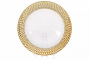 Сервировочная тарелка стеклянная Bon 587-022, цвет - прозрачный с золотой каймой, 33см