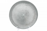 Сервировочная тарелка стеклянная Bon 587-007, цвет - серебро, 33см