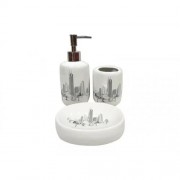 Набір аксесуарів для ванної кімнати керамічний Місто 3пр SNT MSN-889-06-005