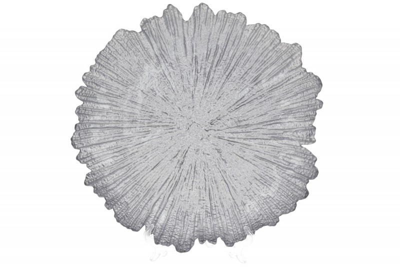 Сервировочная тарелка стеклянная Bon 587-031, цвет - серебро, 35см