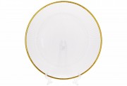 Сервировочная тарелка стеклянная Bon 587-041, цвет - прозрачный с золотым кантом, 33см