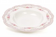 Набір тарілок супових фарфорових Bon 931-131, 23.2 із золотою облямівкою, колір - рожевий, 6 шт.