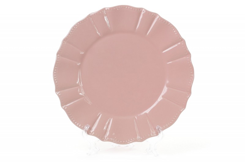Набір тарілок керамічних обідніх Bon 931-183, 26см, колір - рожевий, 6 шт.