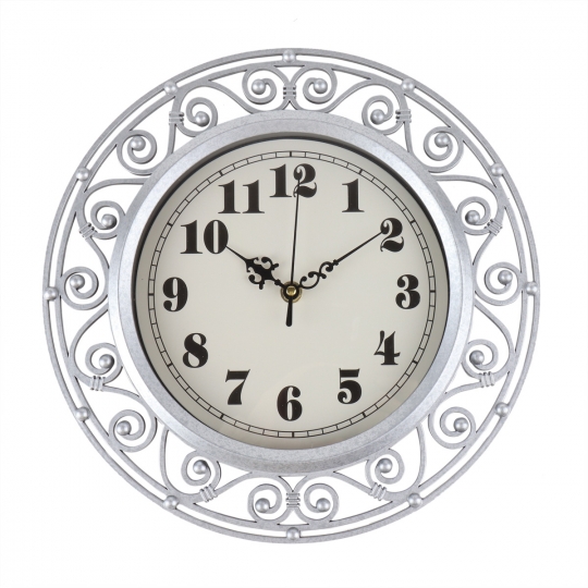 Часы Исскуство, серебряные 30 см (2003-064) Elso
