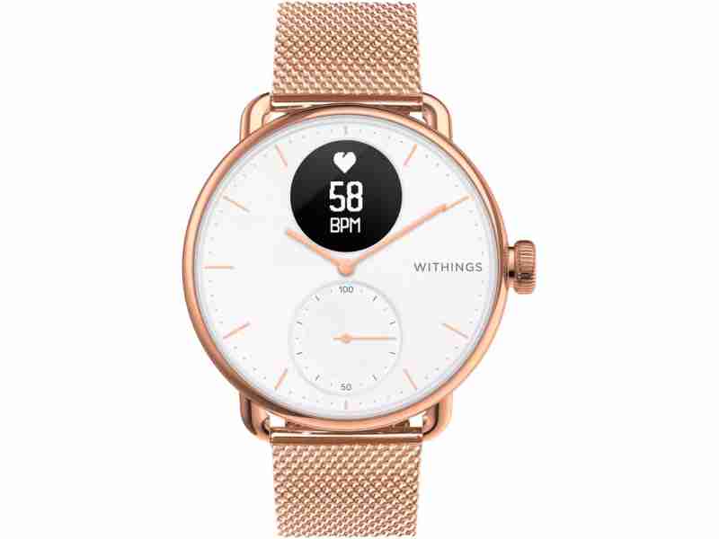 Withings ScanWatch 38mm Rose Gold / Grey  + Bracelet Milanese Wristband 18mm Rose Gold